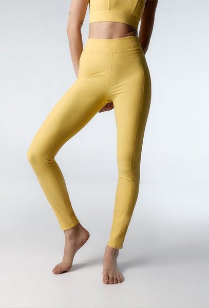 Legging deportivo de canalé Riva - Soft yellow-Black Limba