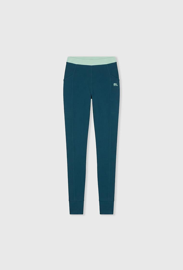 Legging deportivo medio impacto recortable Aqualine - Mid blue & Green-Black Limba