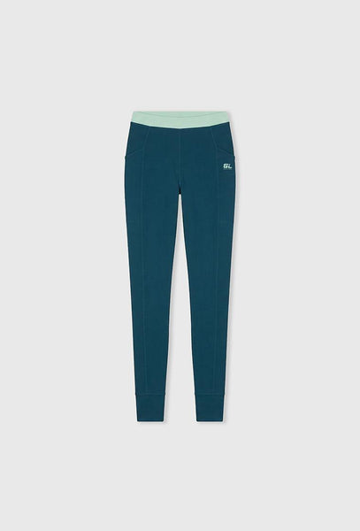 Legging deportivo medio impacto recortable Aqualine - Mid blue & Green-Black Limba