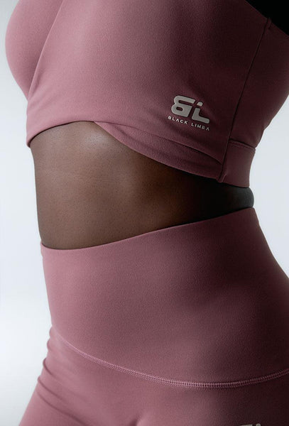 Legging deportivo medio impacto recortable Wave - Rose Brown-Black Limba
