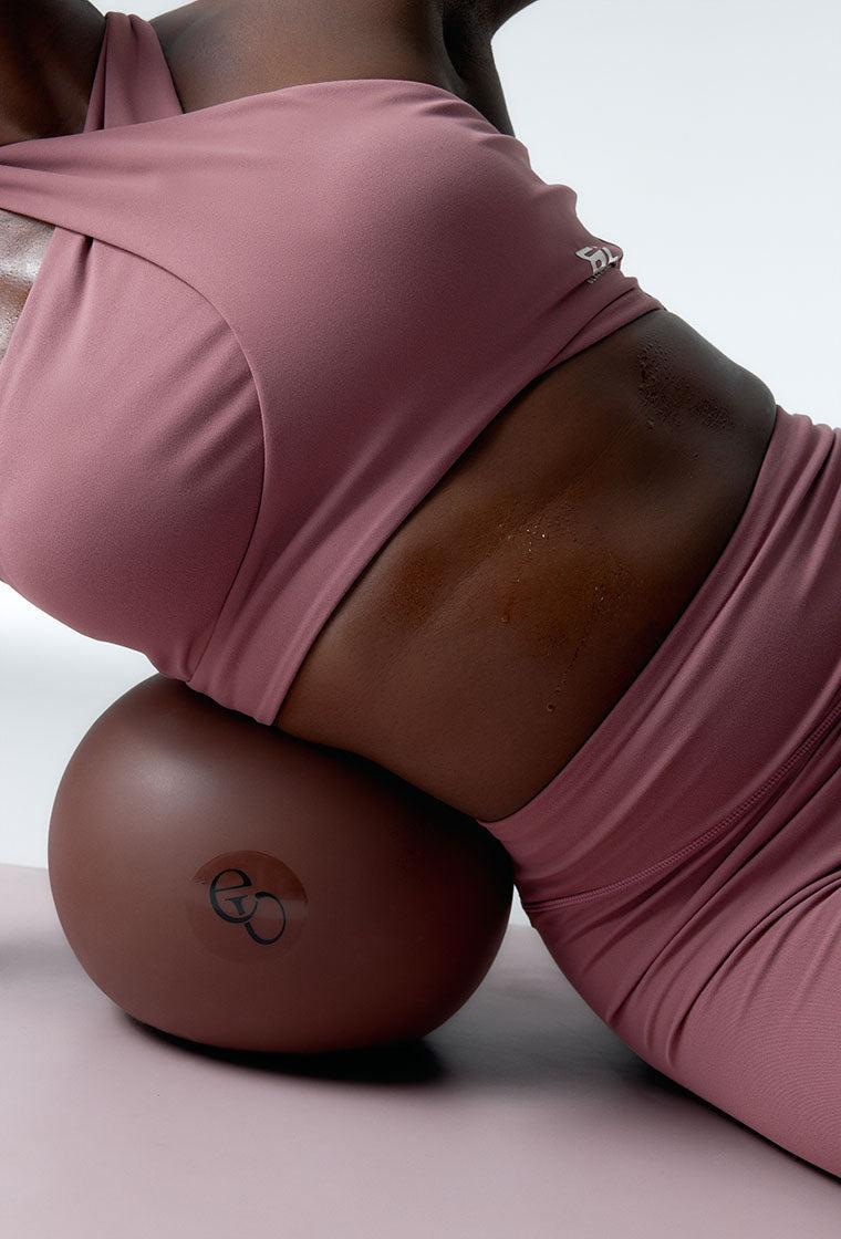 Legging deportivo medio impacto recortable Wave - Rose Brown-Black Limba