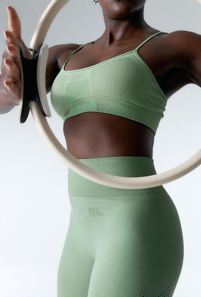 Legging deportivo seamless Core Form - Leaf Green-Black Limba