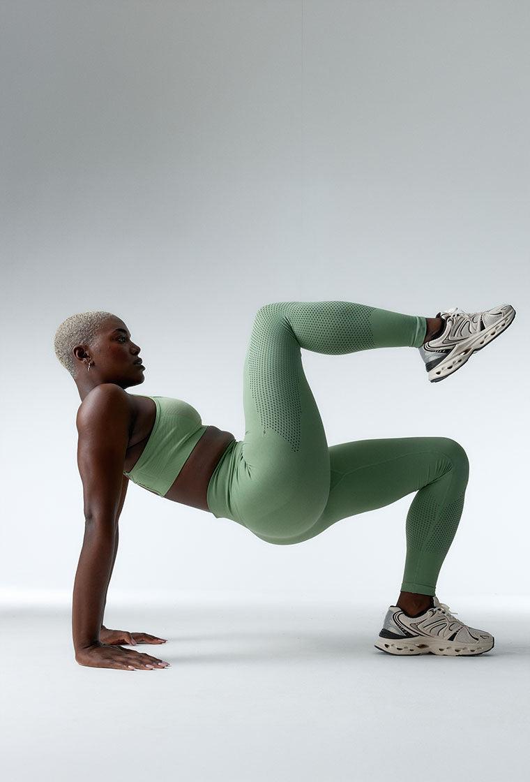 Legging deportivo seamless Core Form - Leaf Green-Black Limba