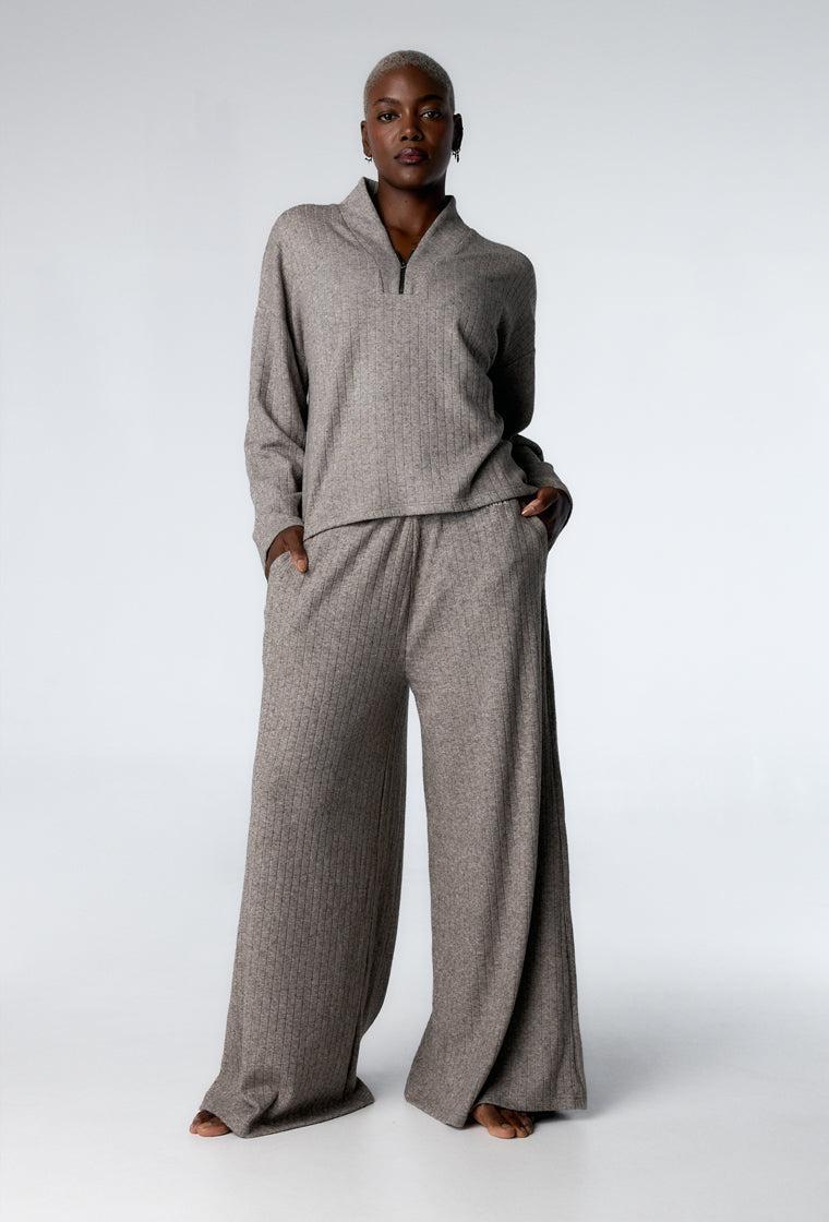 Pantalón de canalé Delyn - Grey-Black Limba