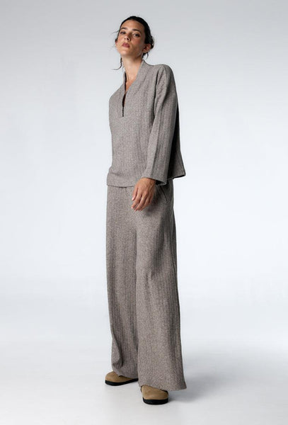 Pantalón de canalé Delyn - Grey-Black Limba