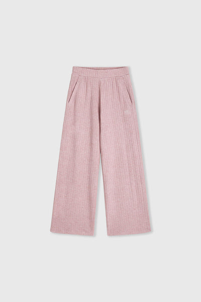 Pantalón de canalé Evlyn - Pink Melange-Black Limba