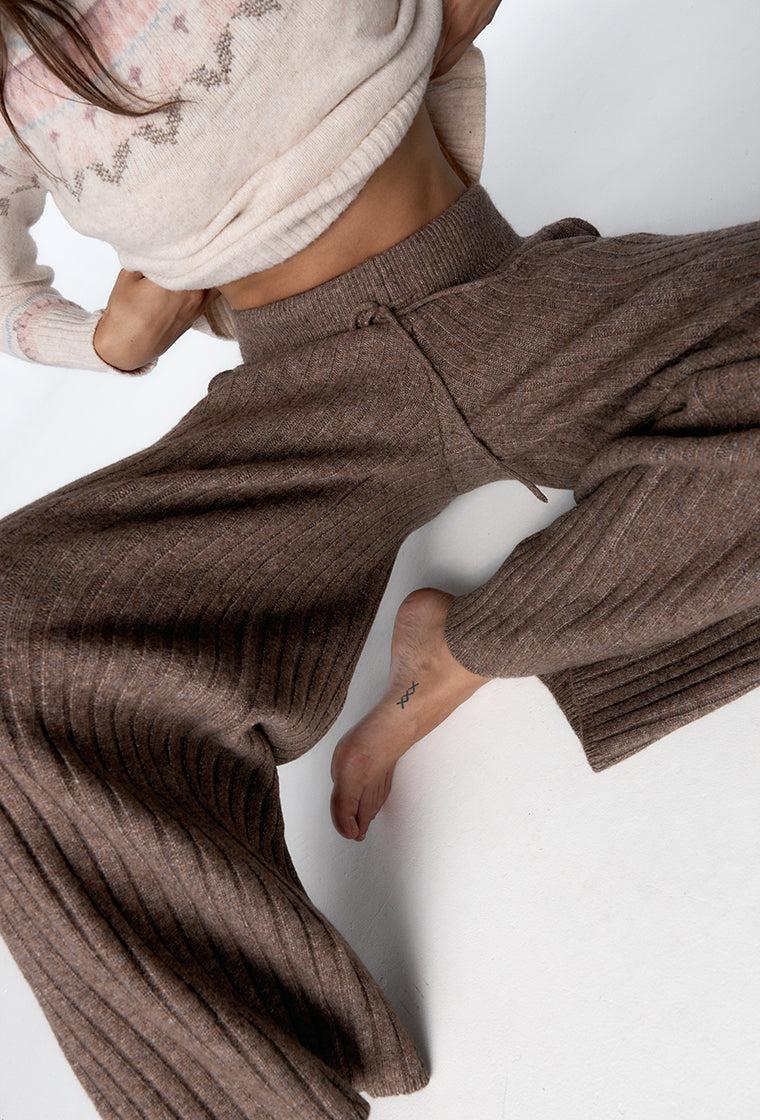 Pantalón de punto Monix - Taupe-Black Limba