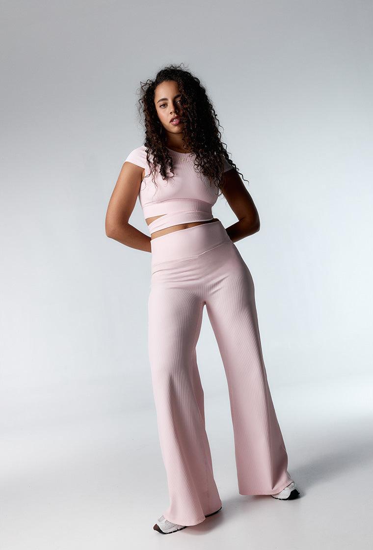 Pantalón deportivo de canalé Nonna - Marshmallow-Black Limba