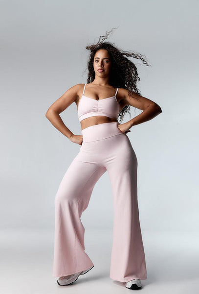 Pantalón deportivo de canalé Nonna - Marshmallow-Black Limba