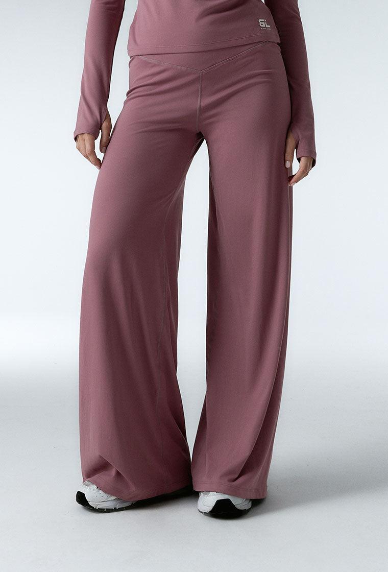 Pantalón wide leg tacto suave Halves - Rose brown-Black Limba