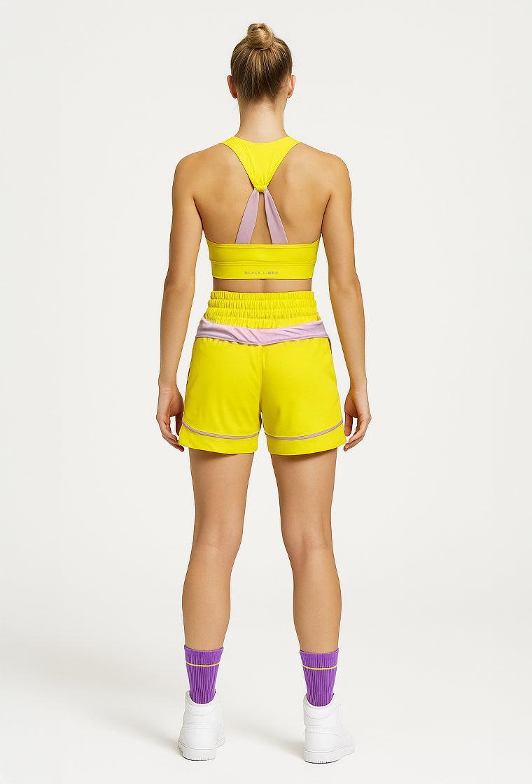 Short deportivo bicolor BoxWear - Banana & Lila-Black Limba