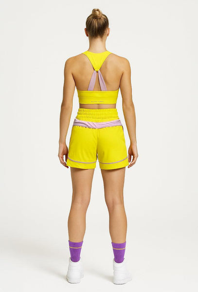 Short deportivo bicolor BoxWear - Banana & Lila-Black Limba