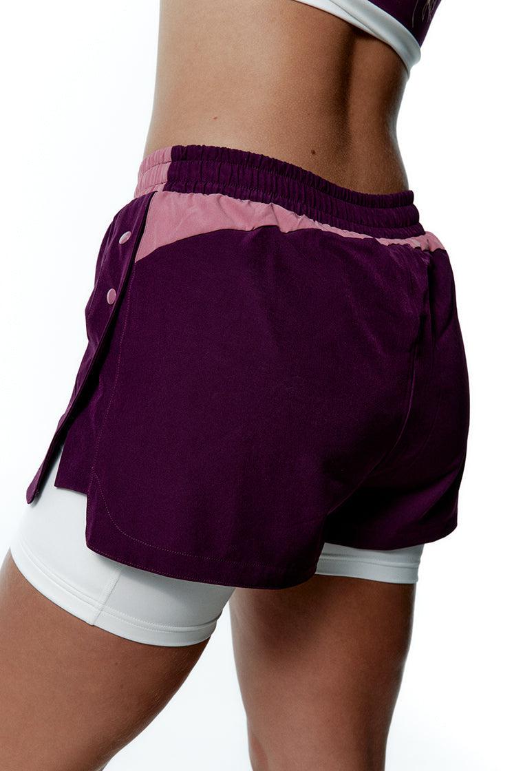 Short deportivo bicolor CourtPulse - Dusty rose, Plum & Cream-Black Limba