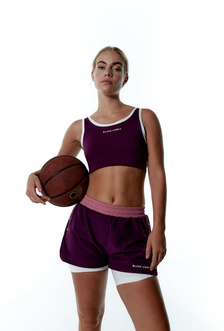 Short deportivo bicolor CourtPulse - Dusty rose, Plum & Cream-Black Limba