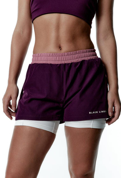Short deportivo bicolor CourtPulse - Dusty rose, Plum & Cream-Black Limba