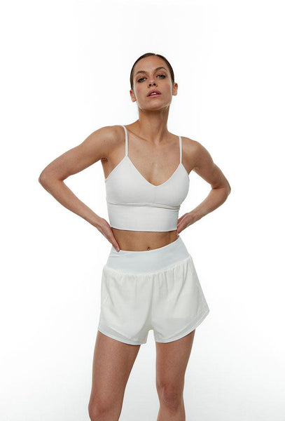 Short deportivo bicolor Mérope - Cream-Black Limba