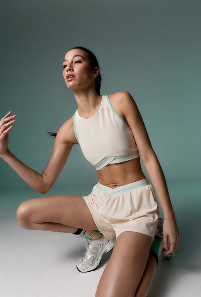 Short deportivo doble Tokio - Cream-Black Limba