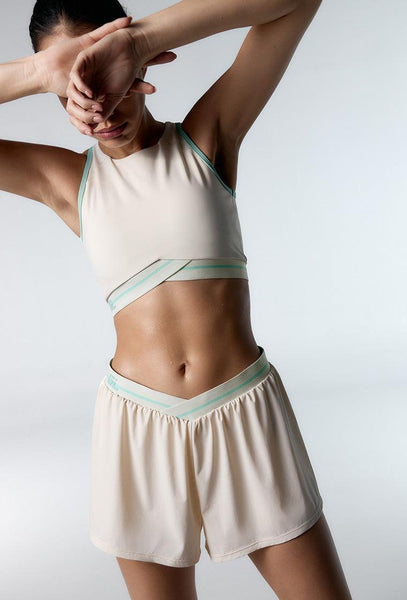 Short deportivo doble Tokio - Cream-Black Limba