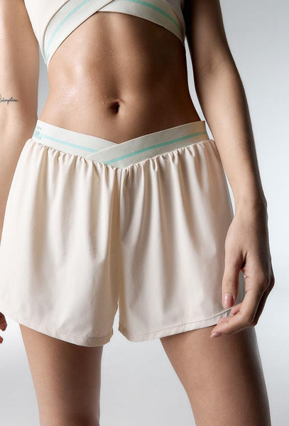 Short deportivo doble Tokio - Cream-Black Limba