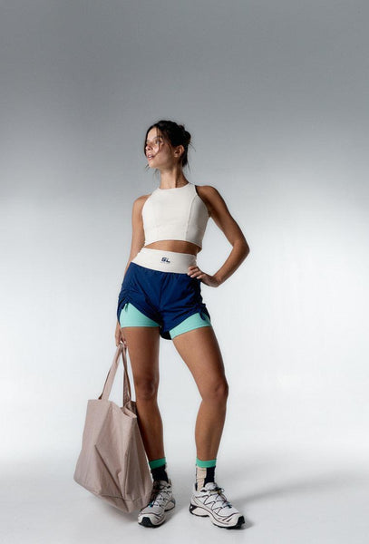 Short deportivo regulable Slam - Navy & Cream-Black Limba