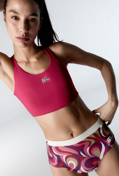 Braga bikini culotte Hiva - Burgundy print-Black Limba