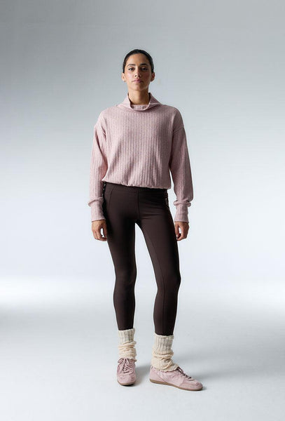 Sudadera de canalé Evlyn - Pink Melange-Black Limba