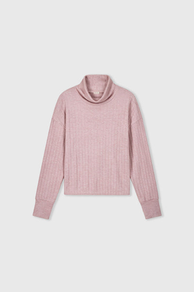 Sudadera de canalé Evlyn - Pink Melange-Black Limba