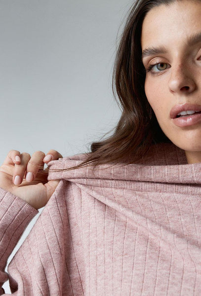 Sudadera de canalé Evlyn - Pink Melange-Black Limba