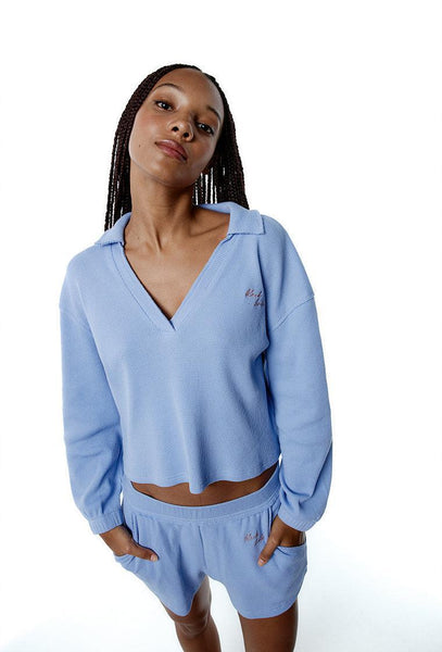 Sudadera deportiva de algodón Reverie - Sky blue-Black Limba