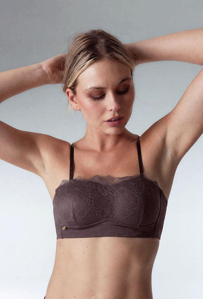 Sujetador Bandeau Preformado Elia - Chocolate-Black Limba