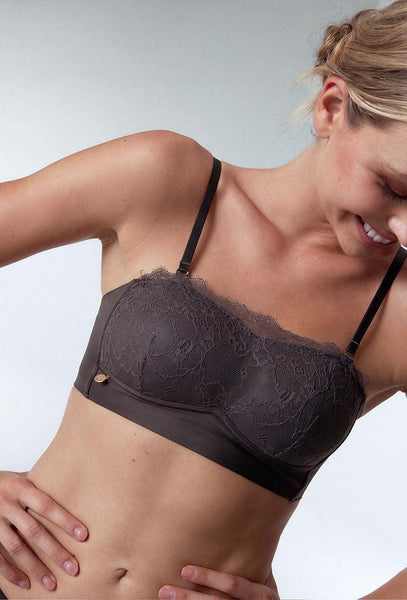 Sujetador Bandeau Preformado Elia - Chocolate-Black Limba