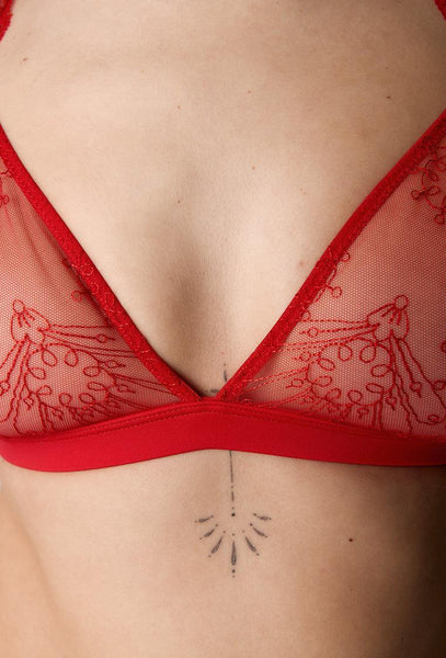 Sujetador Triangular Frida - Passion Red-Black Limba