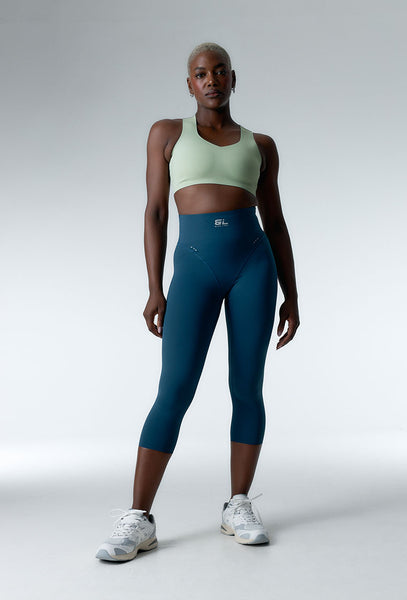 Sujetador deportivo compresivo reversible Strong motion - Bicolor mid blue & green-Black Limba