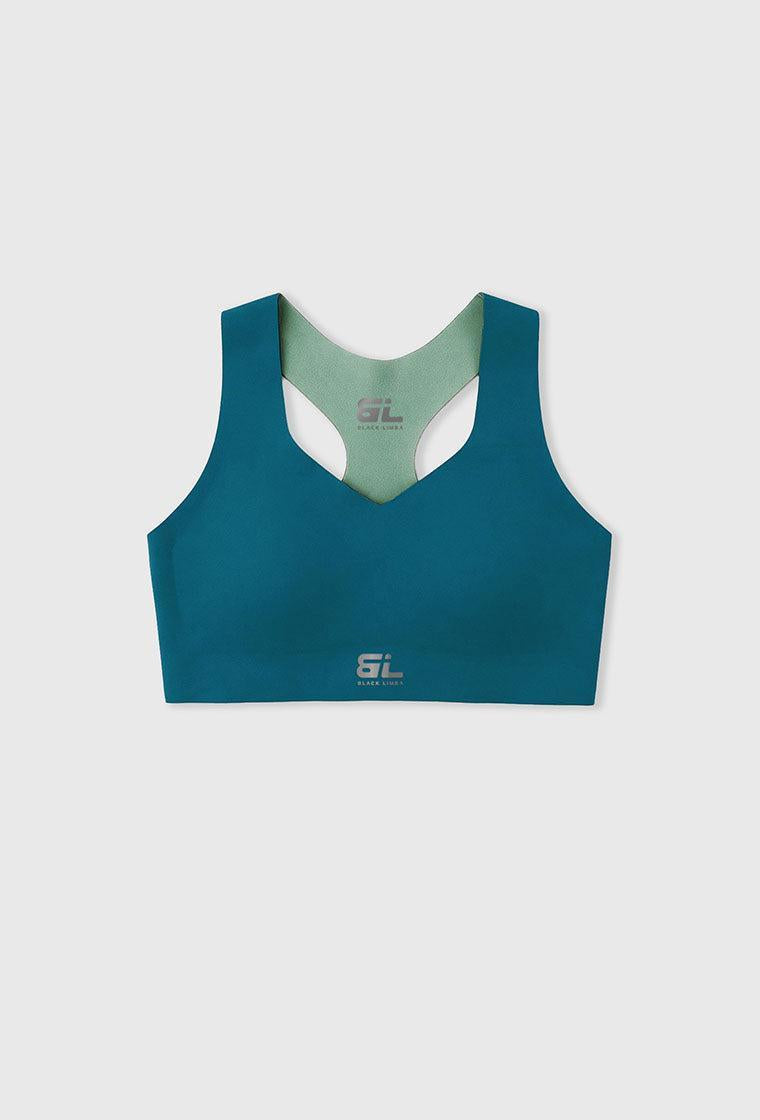 Sujetador deportivo compresivo reversible Strong motion - Bicolor mid blue & green-Black Limba