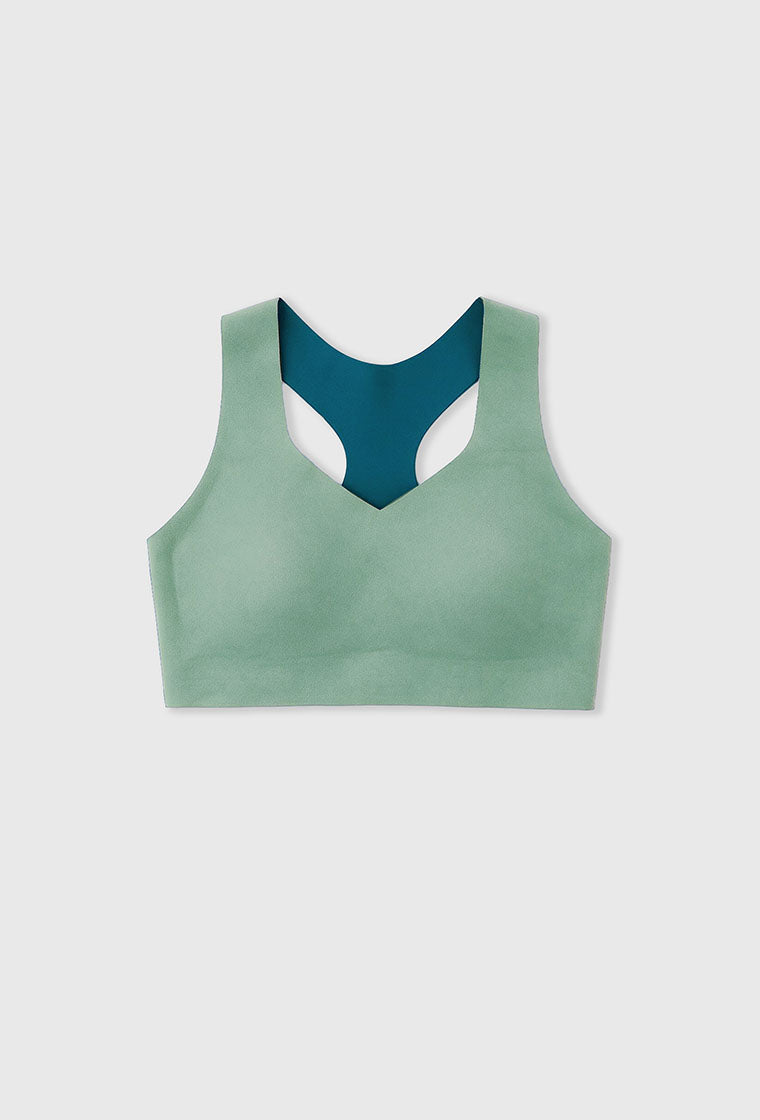 Sujetador deportivo compresivo reversible Strong motion - Bicolor mid blue & green-Black Limba