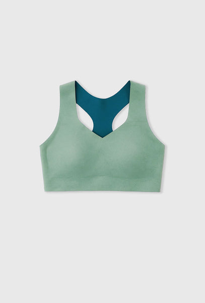 Sujetador deportivo compresivo reversible Strong motion - Bicolor mid blue & green-Black Limba