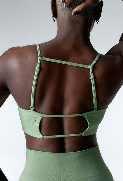 Sujetador deportivo de sujeción media Core Form - Leaf Green-Black Limba