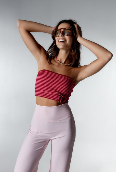Top bikini bandeau Tonga - Burgundy & pink