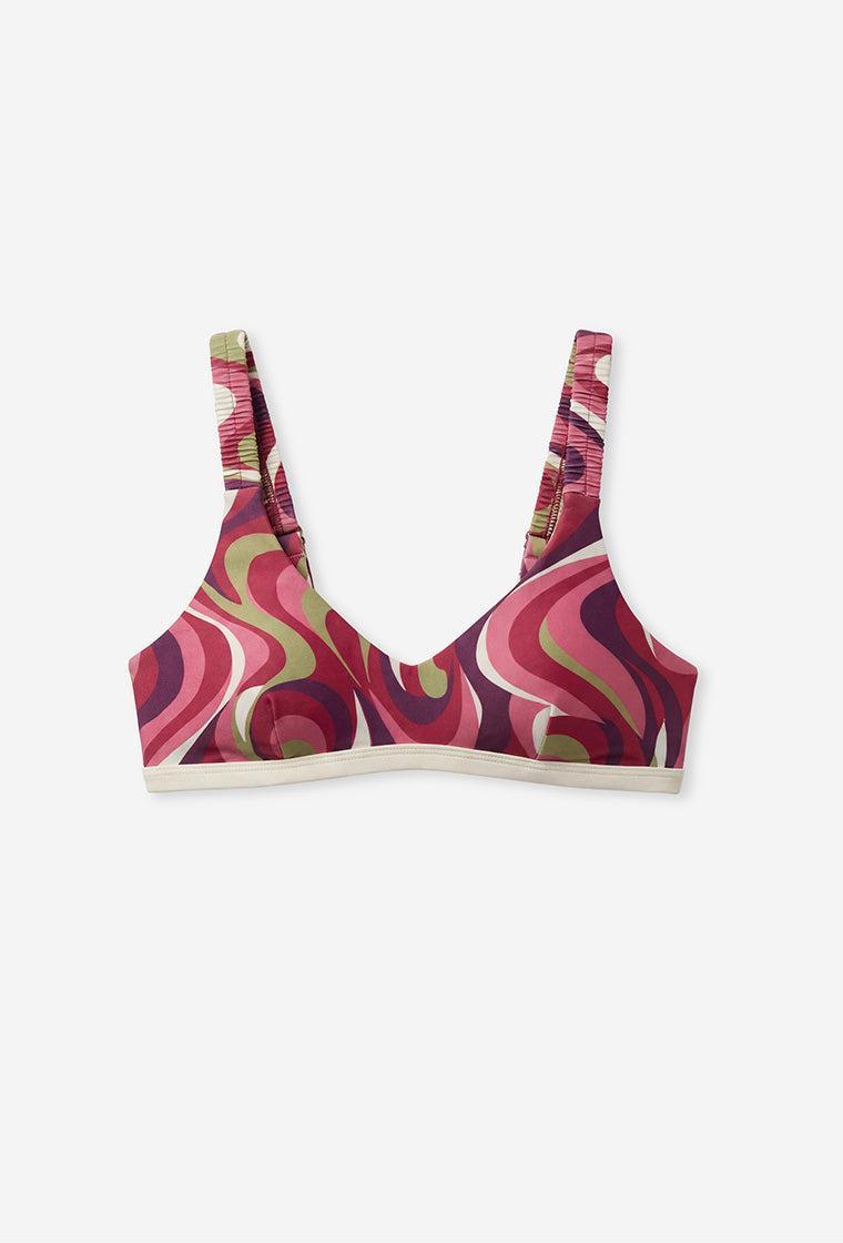 Top bikini balconette Hiva - Burgundy print-Black Limba