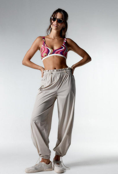 Top bikini balconette Hiva - Burgundy print-Black Limba