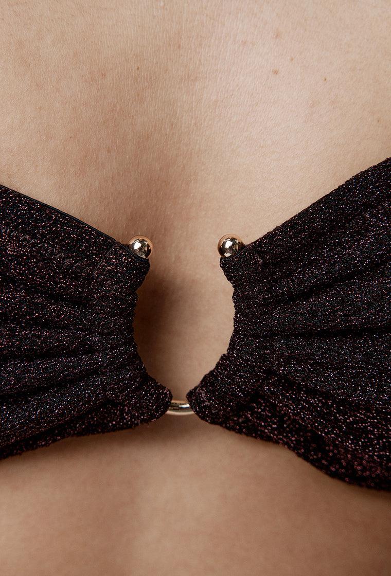 Top bikini bandeau Nova - Espresso-Black Limba