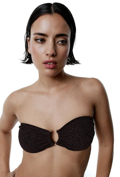Top bikini bandeau Nova - Espresso-Black Limba