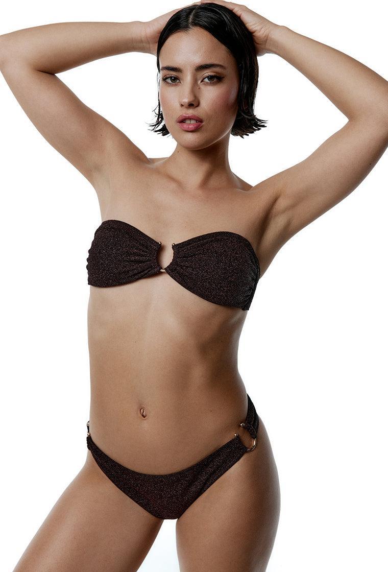 Top bikini bandeau Nova - Espresso-Black Limba