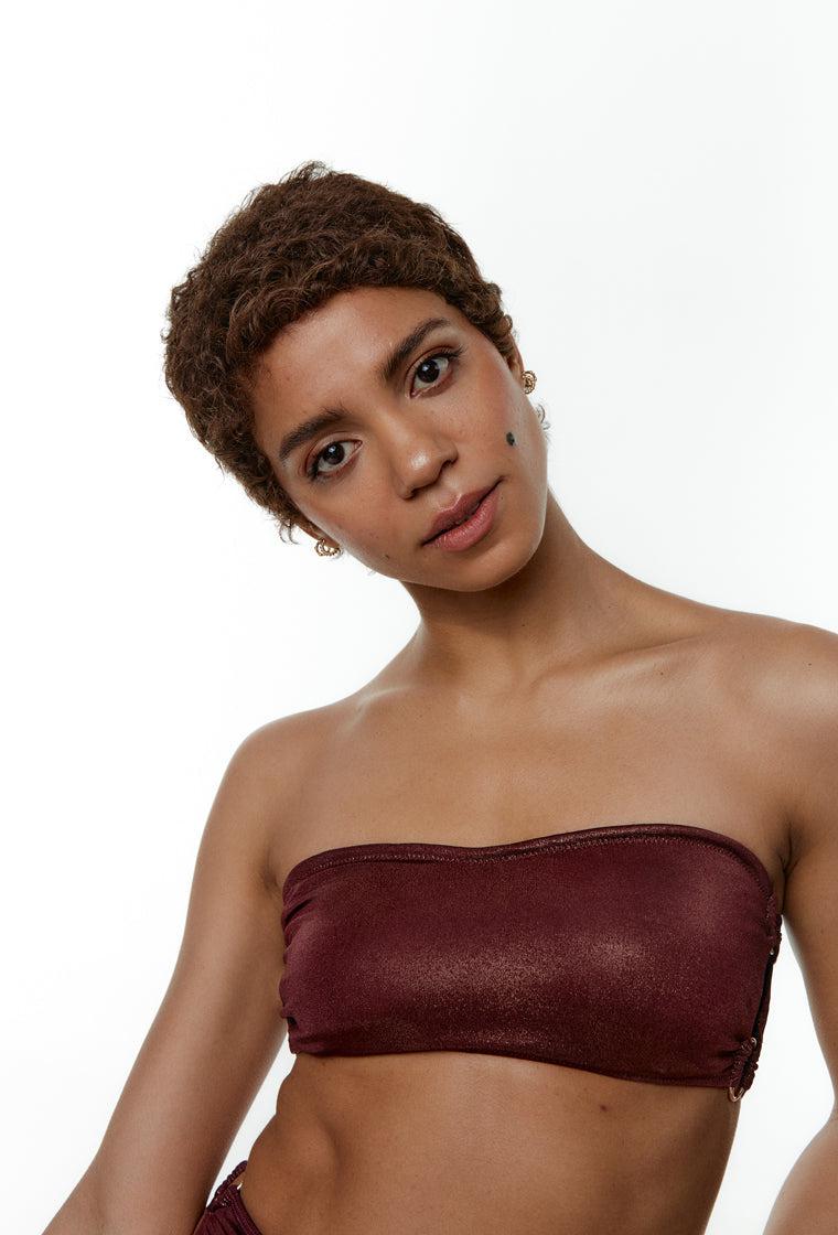 Top bikini bandeau Patty - Copper-Black Limba