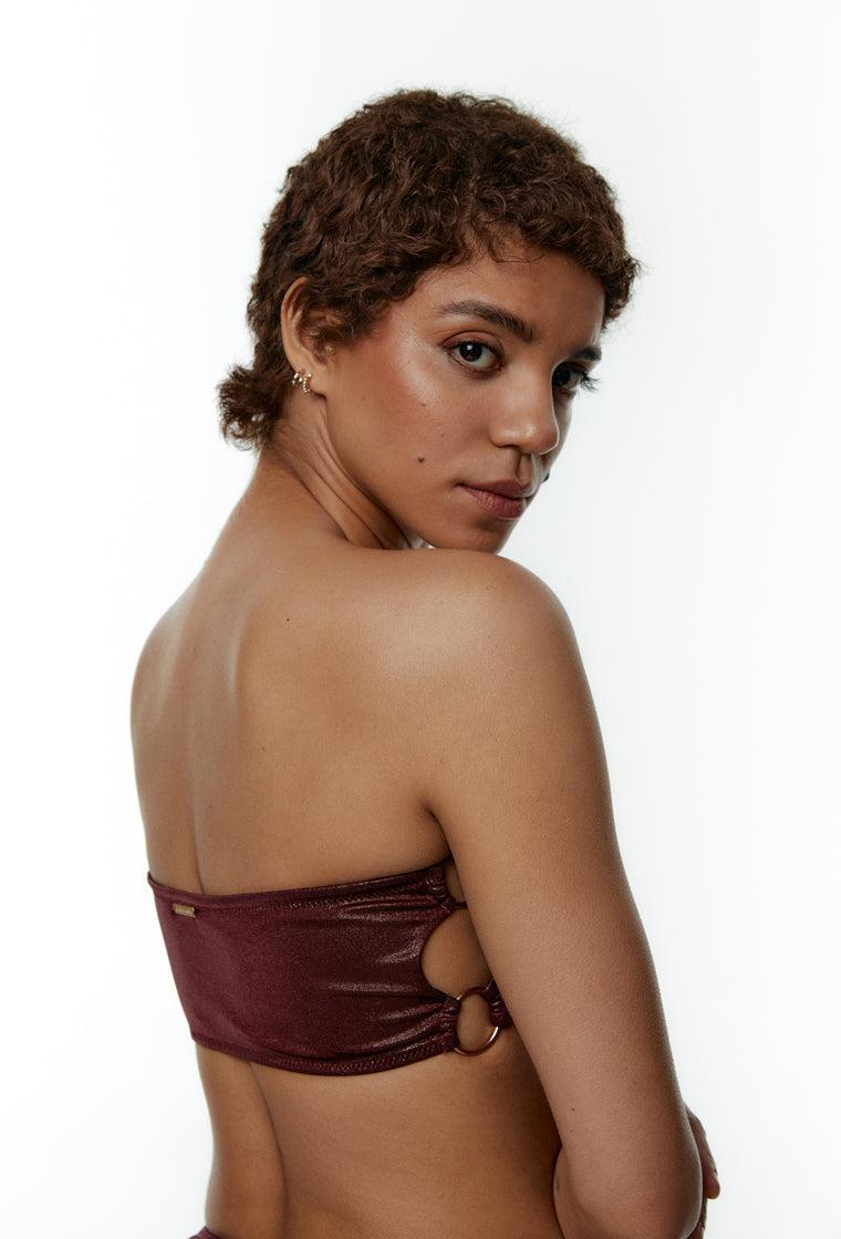 Top bikini bandeau Patty - Copper-Black Limba