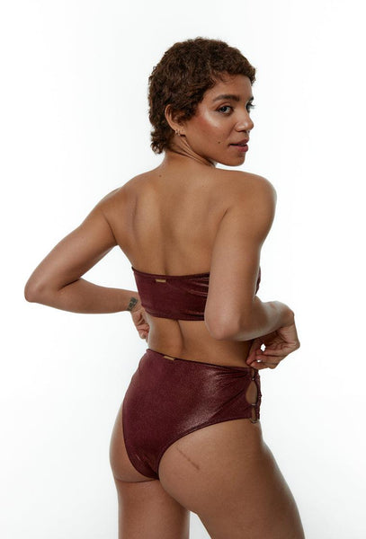 Top bikini bandeau Patty - Copper-Black Limba