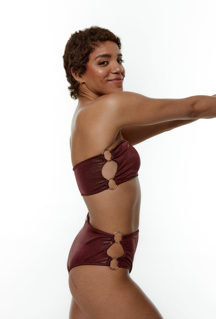 Top bikini bandeau Patty - Copper-Black Limba