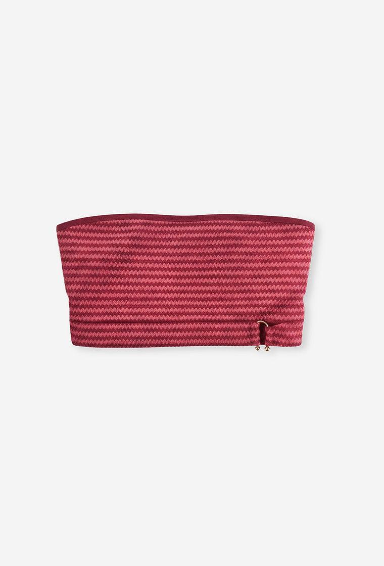 Top bikini bandeau Tonga - Burgundy & pink-Black Limba