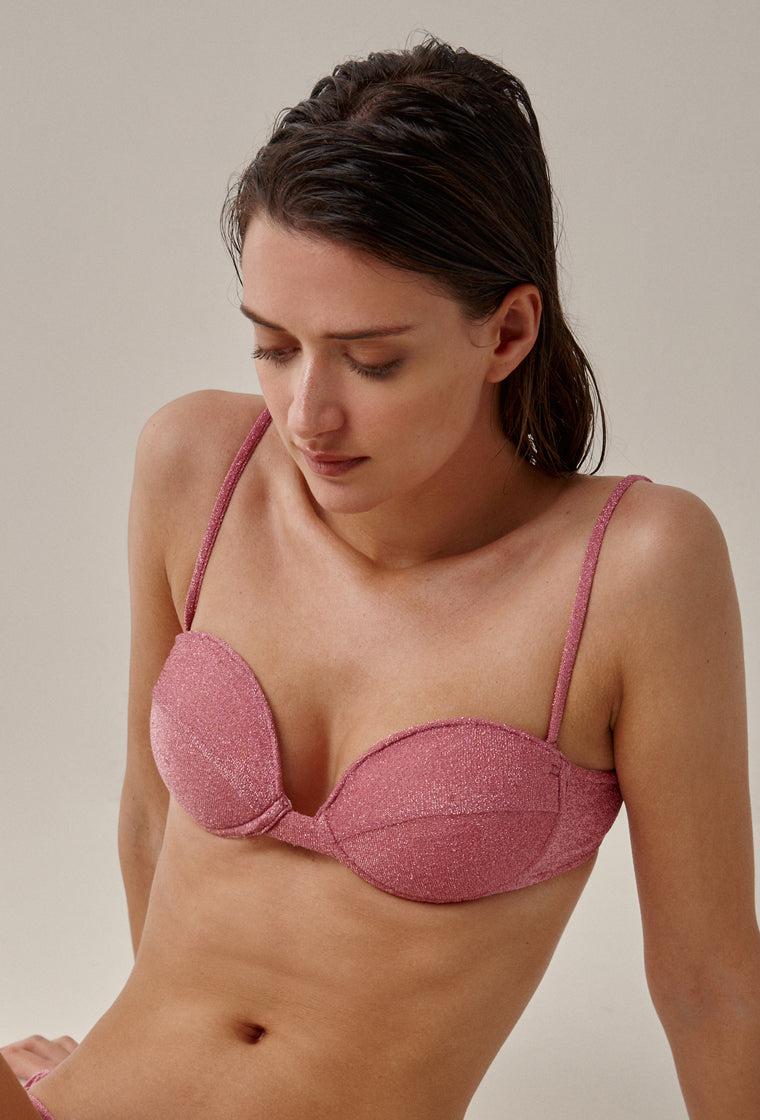 Top bikini bandeau Yaraví - Bubblegum-Black Limba