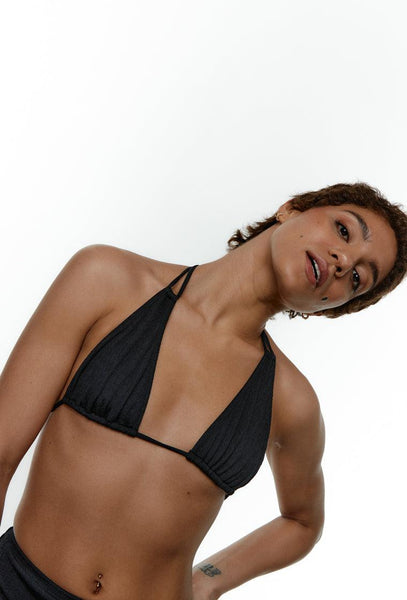 Top bikini multiposición Bessie - Black-Black Limba